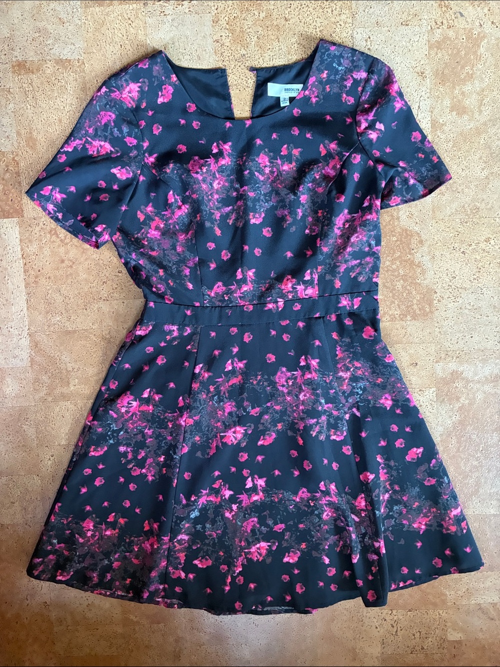 Brooklyn Industries Black Dress with Pink Floral Print